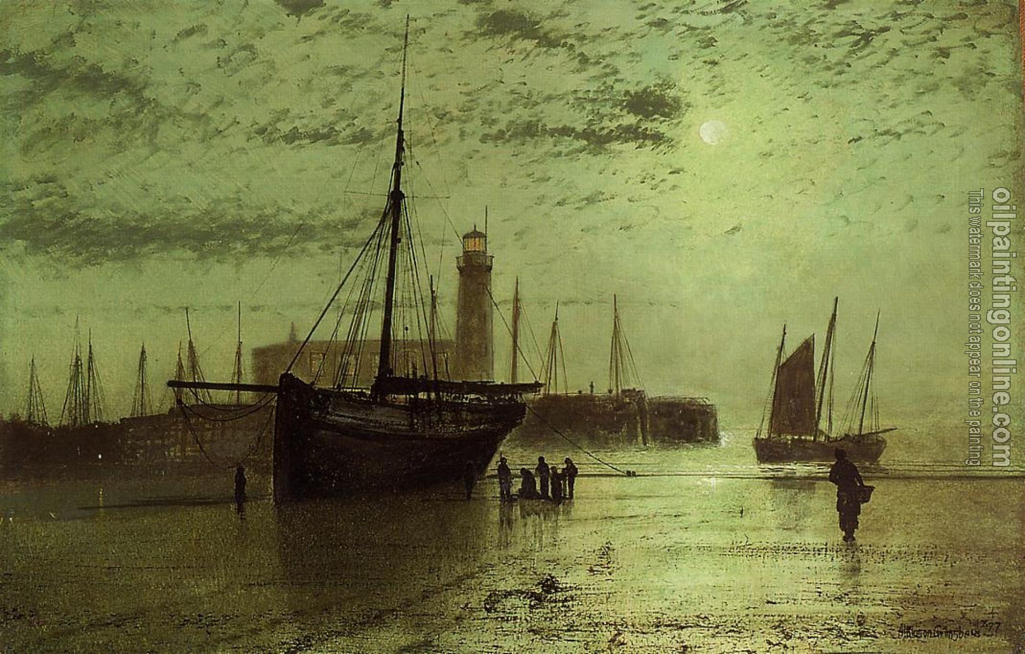 Grimshaw, John Atkinson - The Lighthouse at Scarborough